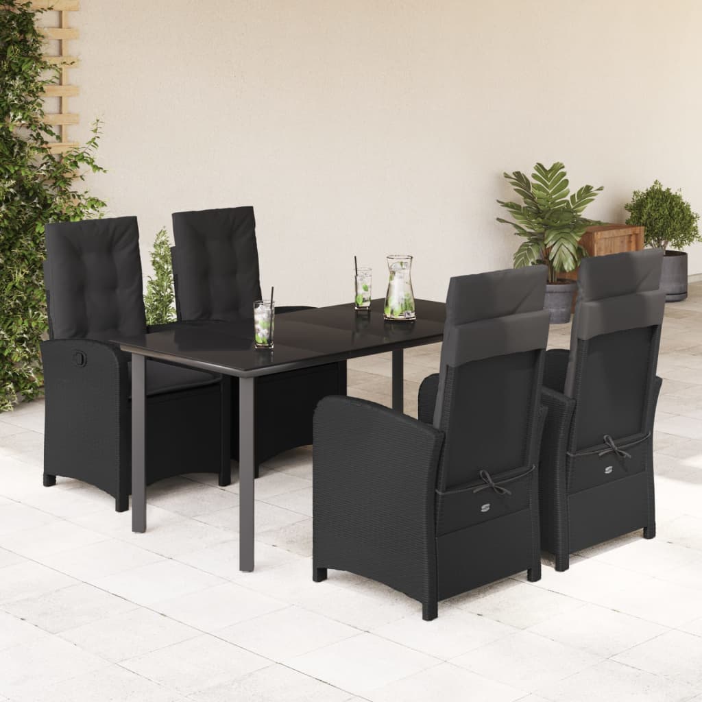 5-delige Tuinset met kussens poly rattan zwart is nu te koop bij PeponiXL, paradijselijk wonen!
