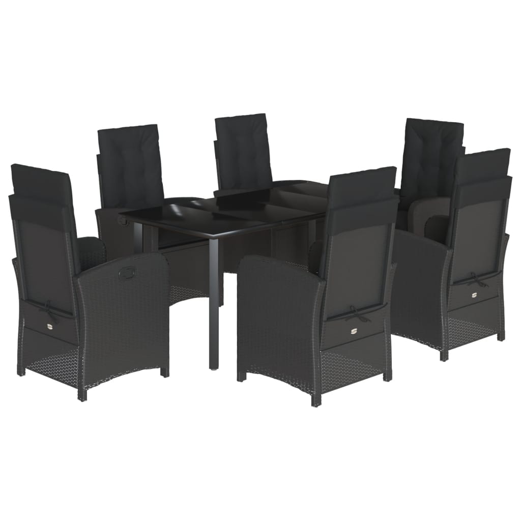 7-delige Tuinset met kussens poly rattan zwart is nu te koop bij PeponiXL, paradijselijk wonen!
