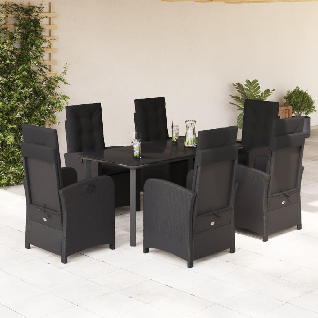 7-delige Tuinset met kussens poly rattan zwart is nu te koop bij PeponiXL, paradijselijk wonen!