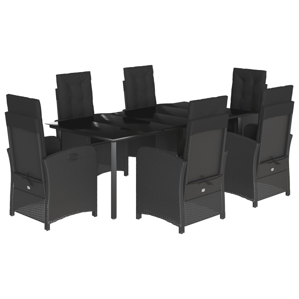 7-delige Tuinset met kussens poly rattan zwart is nu te koop bij PeponiXL, paradijselijk wonen!