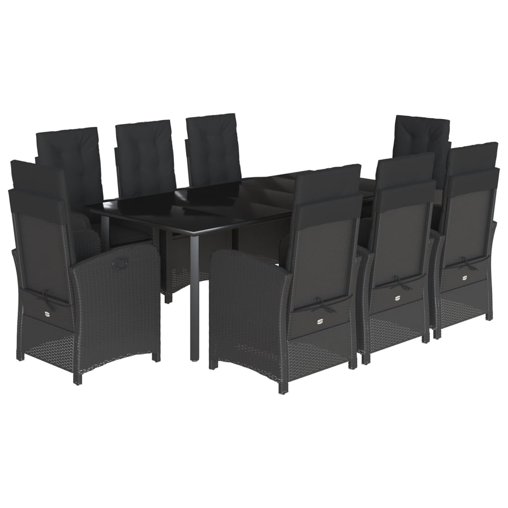 9-delige Tuinset poly rattan zwart is nu te koop bij PeponiXL, paradijselijk wonen!