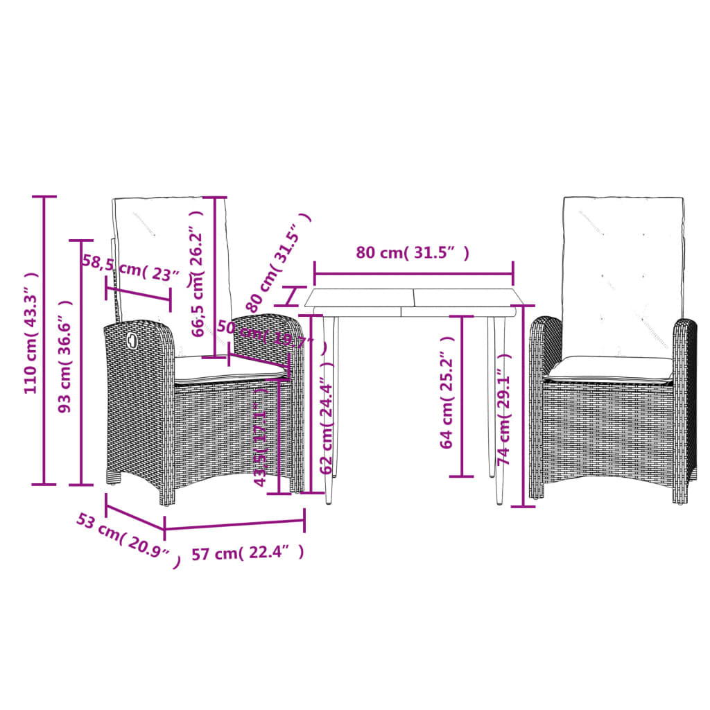 3-delige Tuinset met kussens poly rattan bruin is nu te koop bij PeponiXL, paradijselijk wonen!