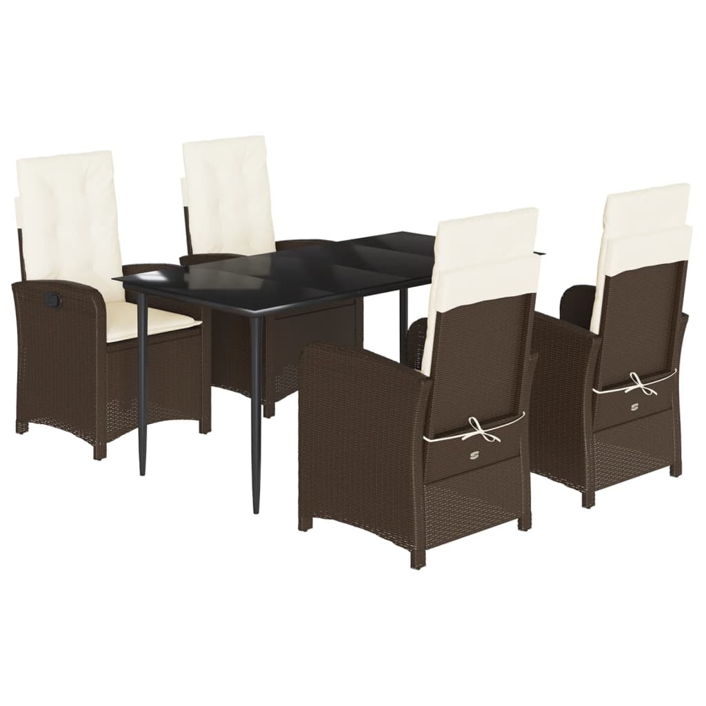 5-delige Tuinset met kussens poly rattan bruin is nu te koop bij PeponiXL, paradijselijk wonen!