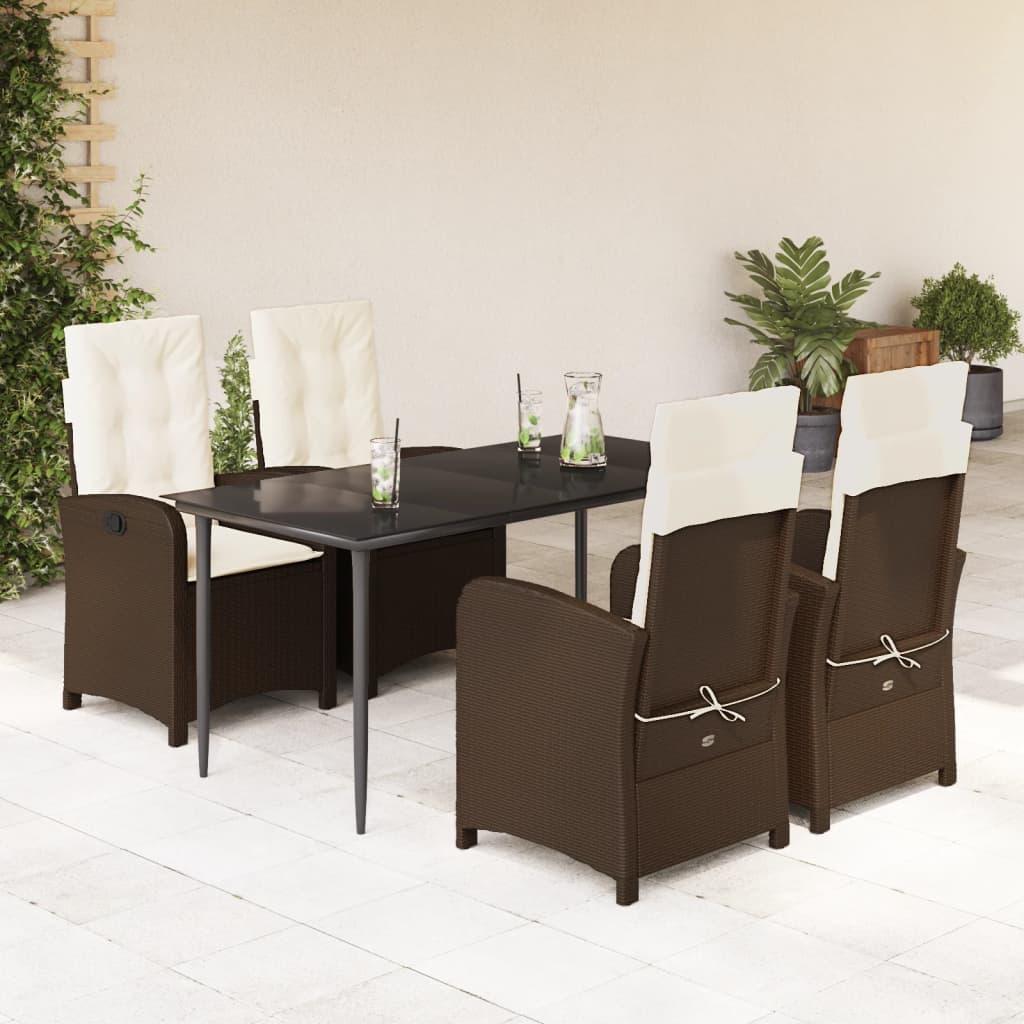 5-delige Tuinset met kussens poly rattan bruin is nu te koop bij PeponiXL, paradijselijk wonen!