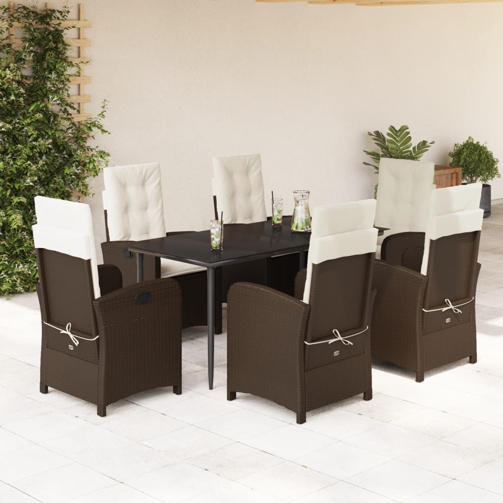 7-delige Tuinset met kussens poly rattan bruin is nu te koop bij PeponiXL, paradijselijk wonen!