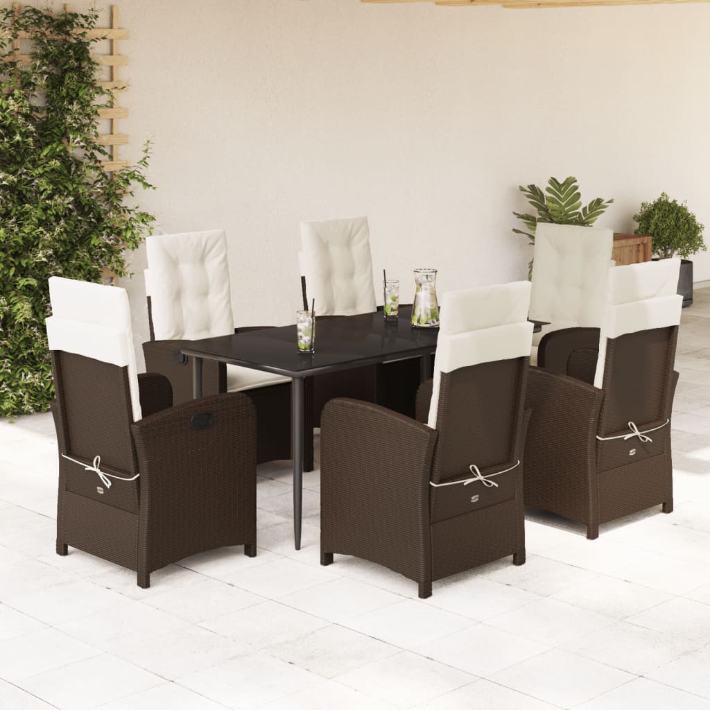 7-delige Tuinset met kussens poly rattan bruin is nu te koop bij PeponiXL, paradijselijk wonen!