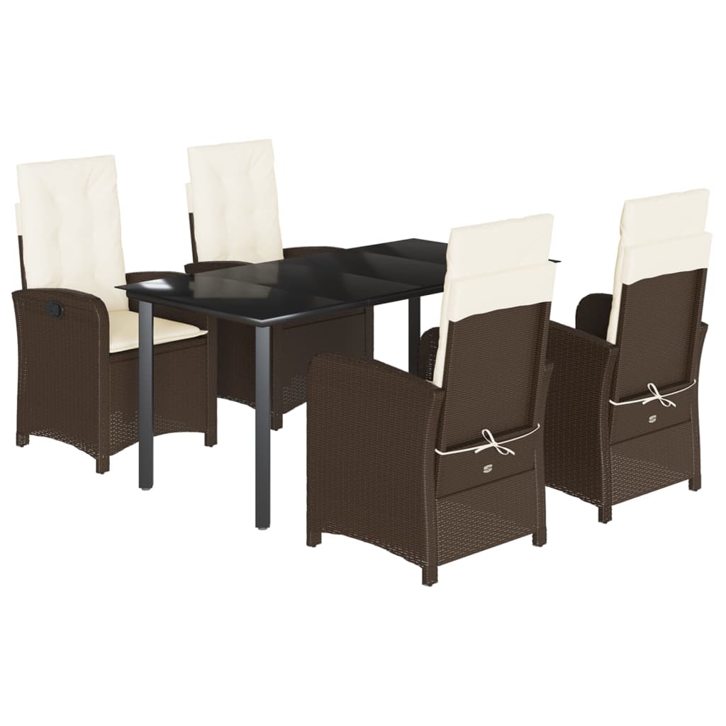 5-delige Tuinset met kussens poly rattan bruin is nu te koop bij PeponiXL, paradijselijk wonen!