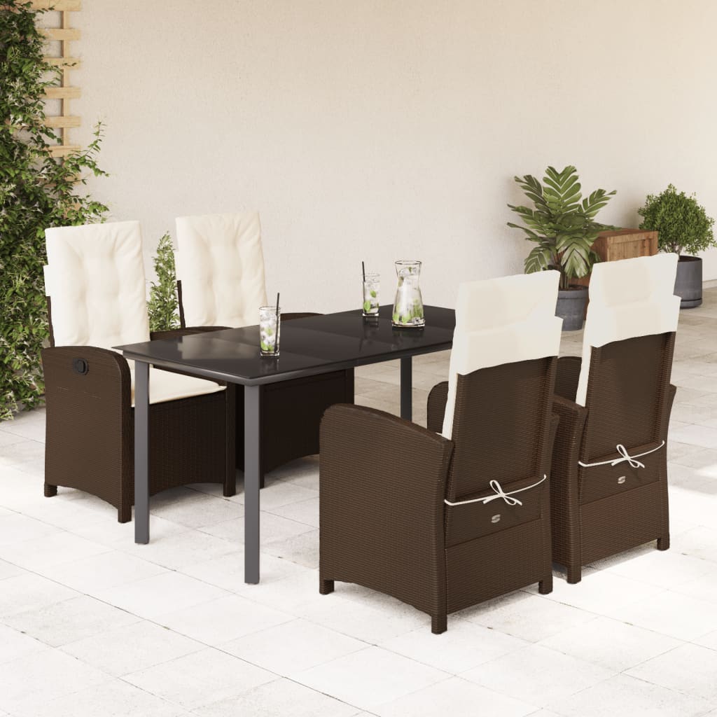 5-delige Tuinset met kussens poly rattan bruin is nu te koop bij PeponiXL, paradijselijk wonen!