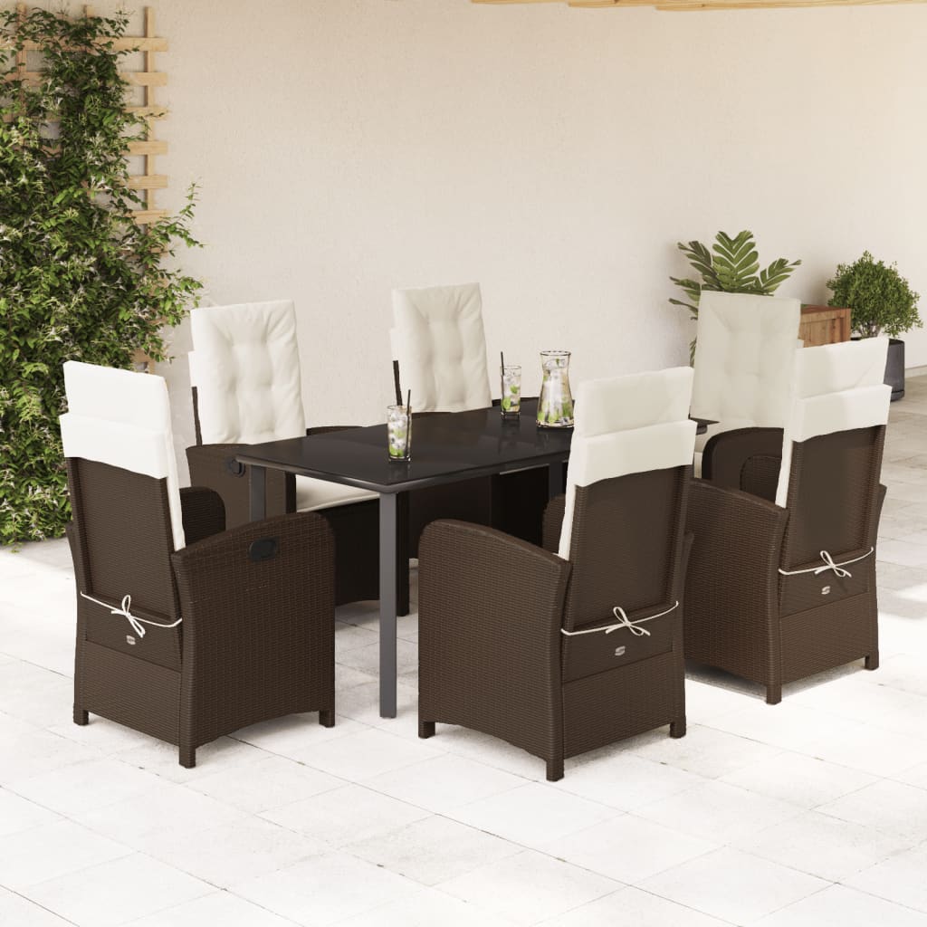 7-delige Tuinset met kussens poly rattan bruin is nu te koop bij PeponiXL, paradijselijk wonen!