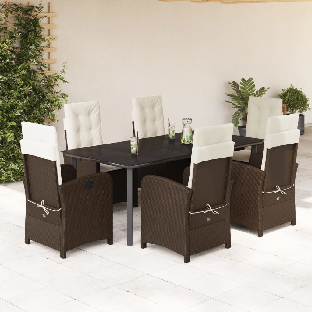 7-delige Tuinset met kussens poly rattan bruin is nu te koop bij PeponiXL, paradijselijk wonen!