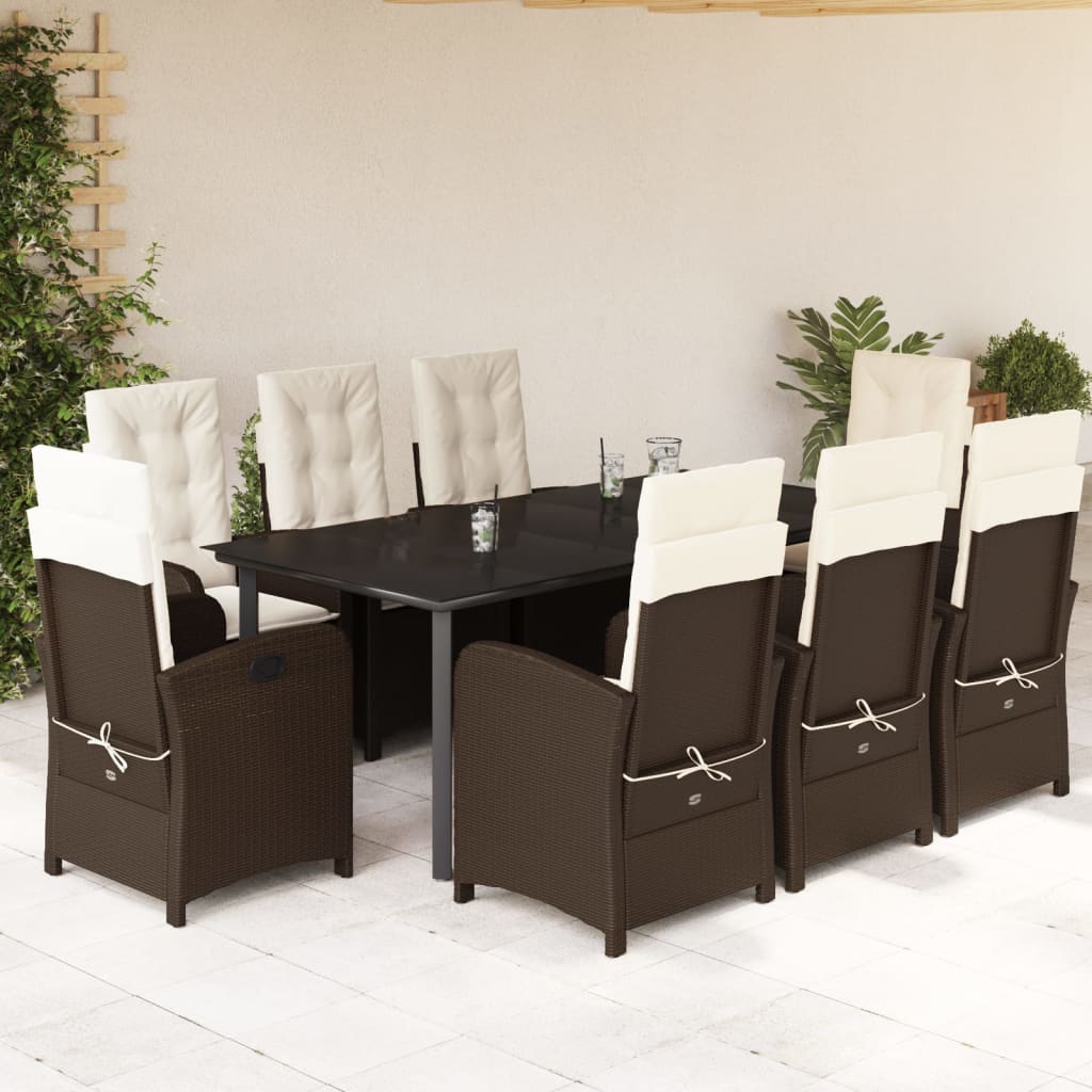 9-delige Tuinset met kussens poly rattan bruin is nu te koop bij PeponiXL, paradijselijk wonen!