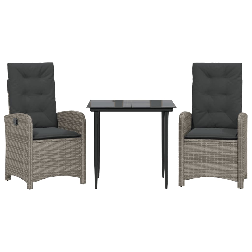 3-delige Tuinset met kussens poly rattan grijs is nu te koop bij PeponiXL, paradijselijk wonen!