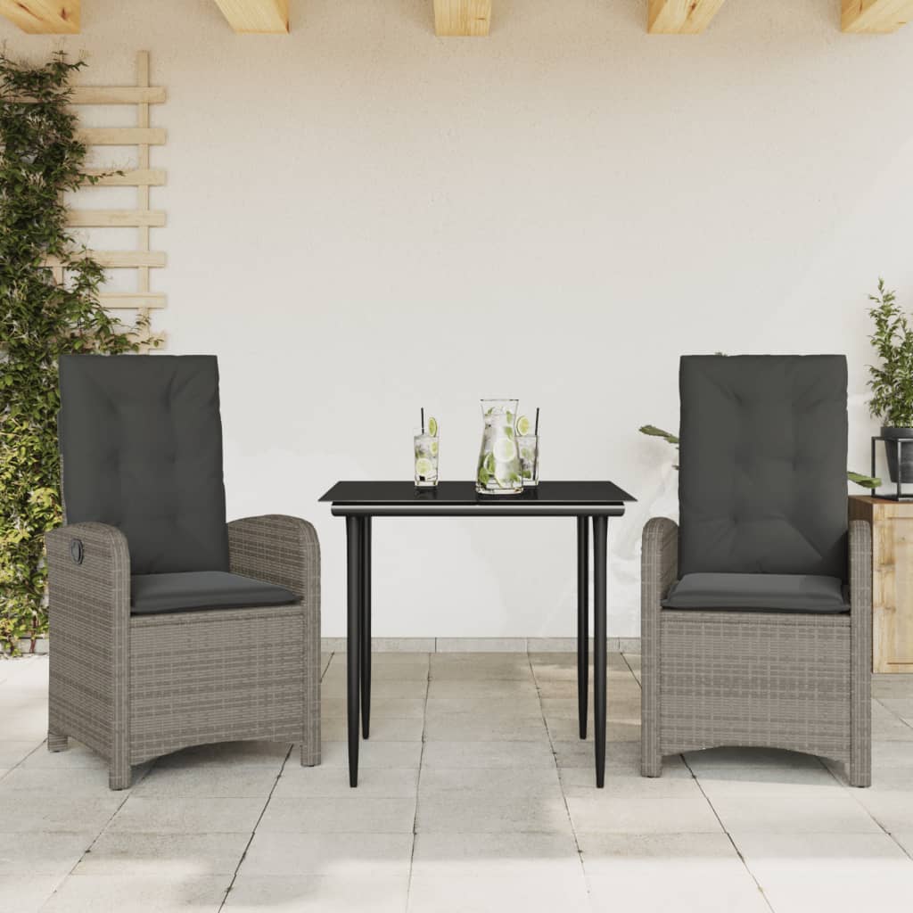 3-delige Tuinset met kussens poly rattan grijs is nu te koop bij PeponiXL, paradijselijk wonen!