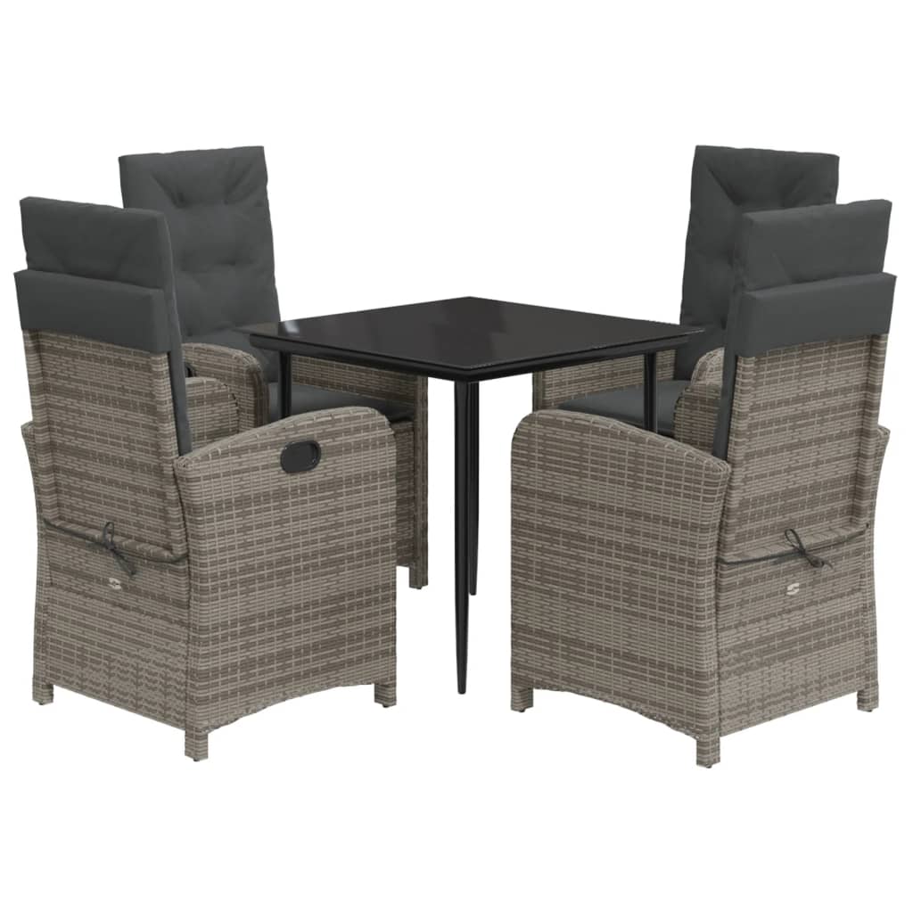 5-delige Tuinset met kussens poly rattan grijs is nu te koop bij PeponiXL, paradijselijk wonen!