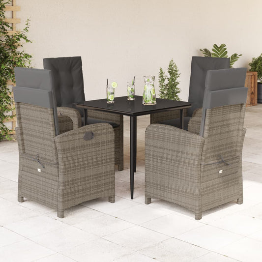 5-delige Tuinset met kussens poly rattan grijs is nu te koop bij PeponiXL, paradijselijk wonen!