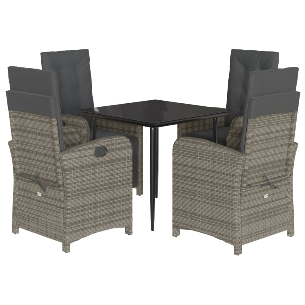 5-delige Tuinset met kussens poly rattan grijs is nu te koop bij PeponiXL, paradijselijk wonen!