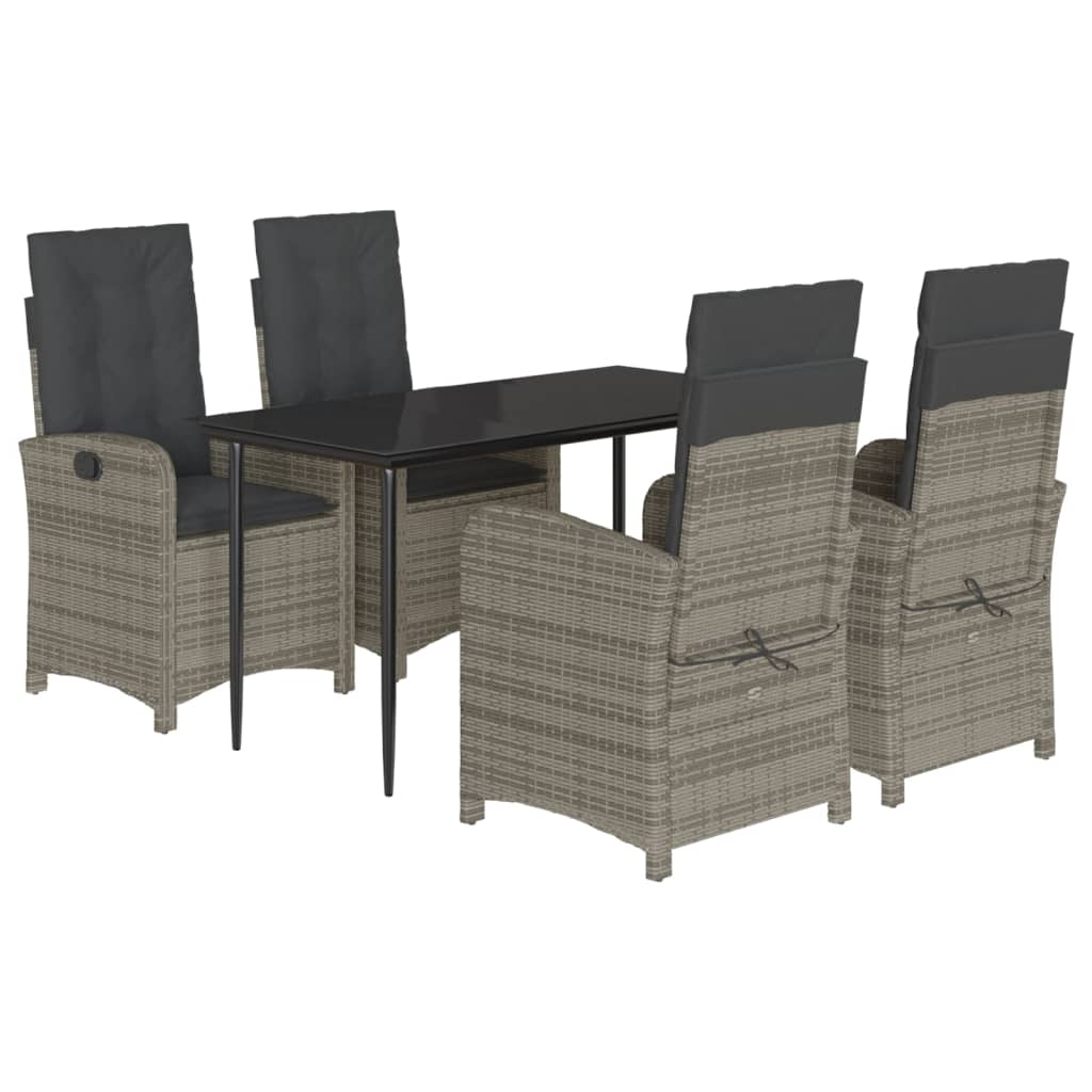 5-delige Tuinset met kussens poly rattan grijs is nu te koop bij PeponiXL, paradijselijk wonen!