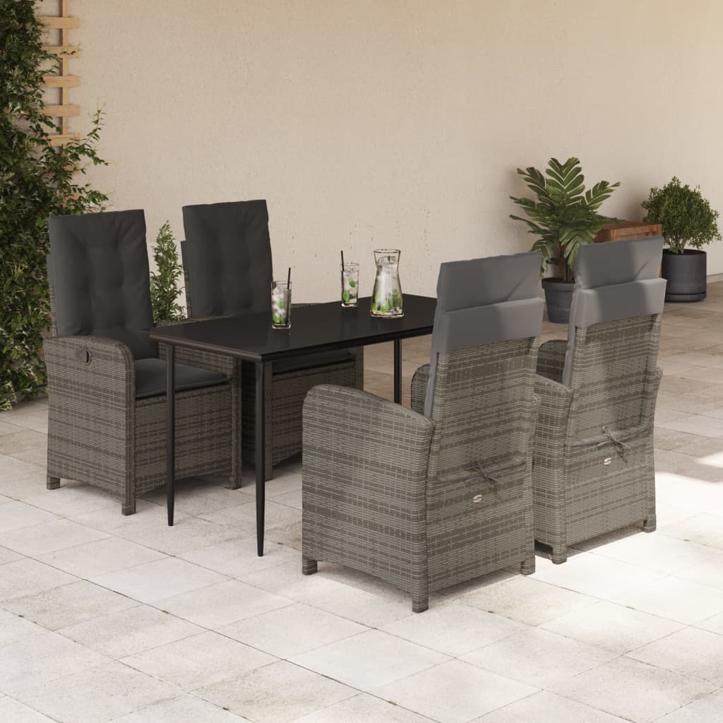 5-delige Tuinset met kussens poly rattan grijs is nu te koop bij PeponiXL, paradijselijk wonen!