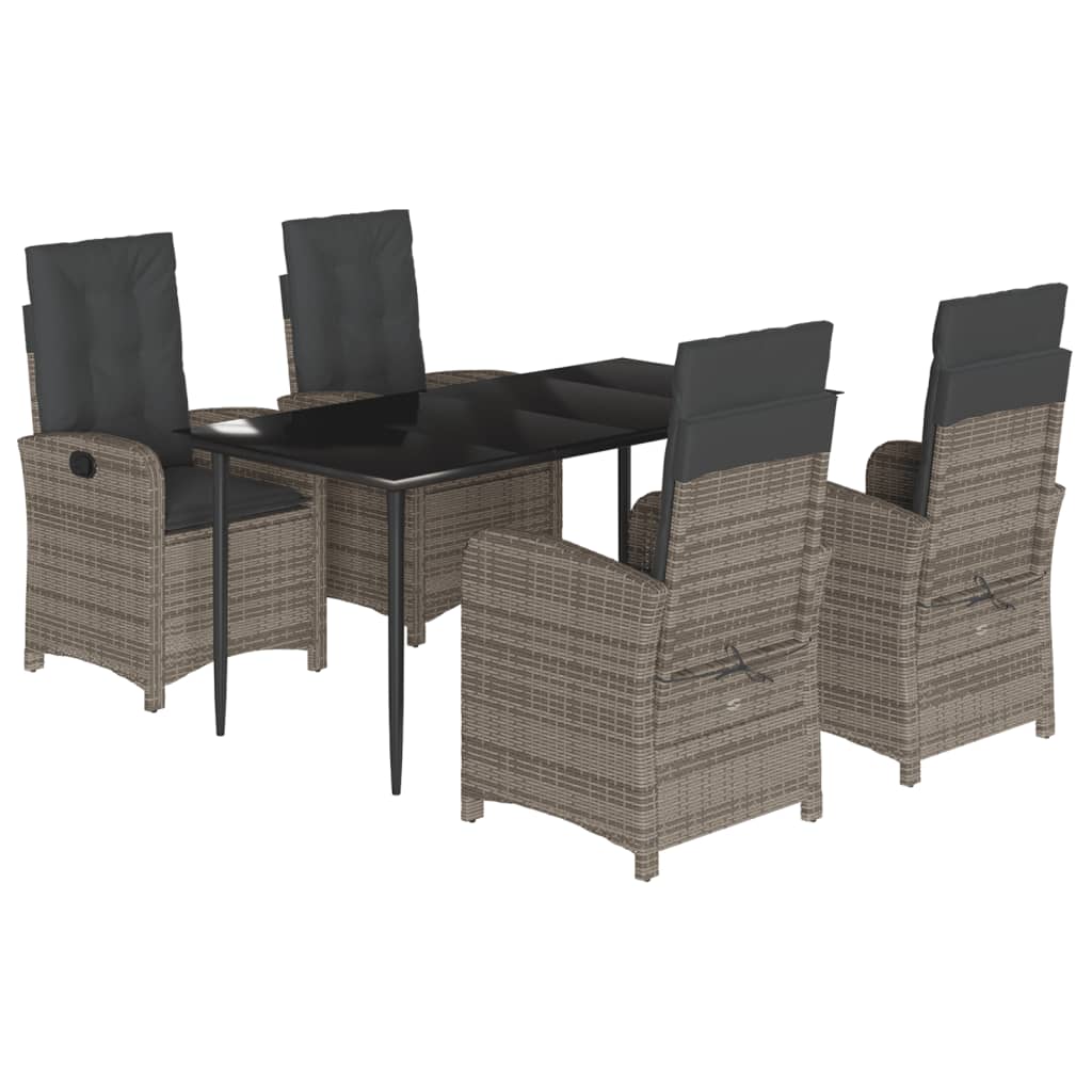 5-delige Tuinset met kussens poly rattan grijs is nu te koop bij PeponiXL, paradijselijk wonen!