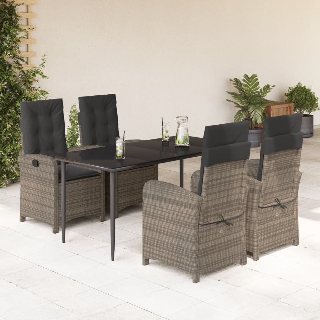 5-delige Tuinset met kussens poly rattan grijs is nu te koop bij PeponiXL, paradijselijk wonen!