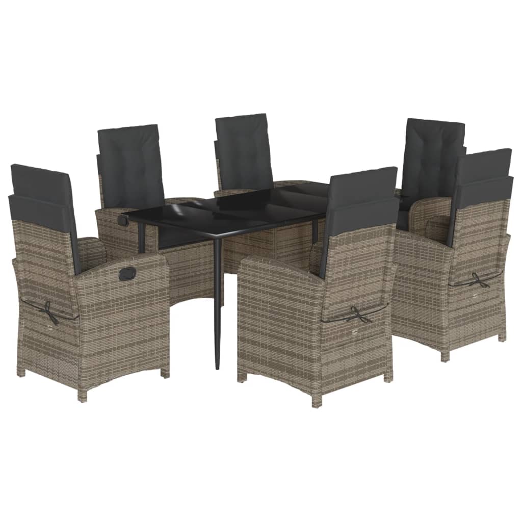 7-delige Tuinset met kussens poly rattan grijs is nu te koop bij PeponiXL, paradijselijk wonen!