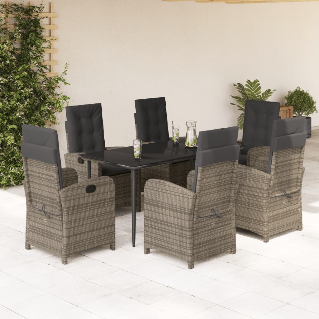 7-delige Tuinset met kussens poly rattan grijs is nu te koop bij PeponiXL, paradijselijk wonen!