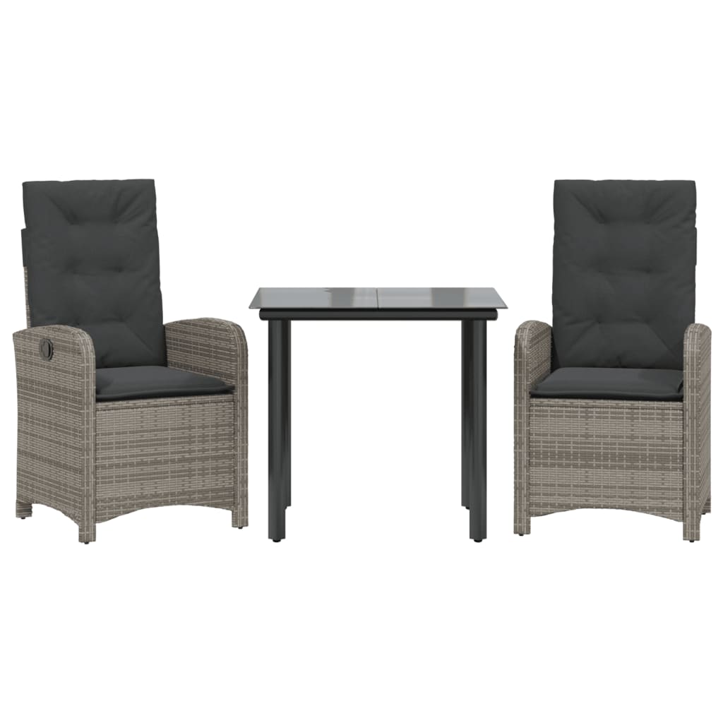 3-delige Tuinset met kussens poly rattan grijs is nu te koop bij PeponiXL, paradijselijk wonen!