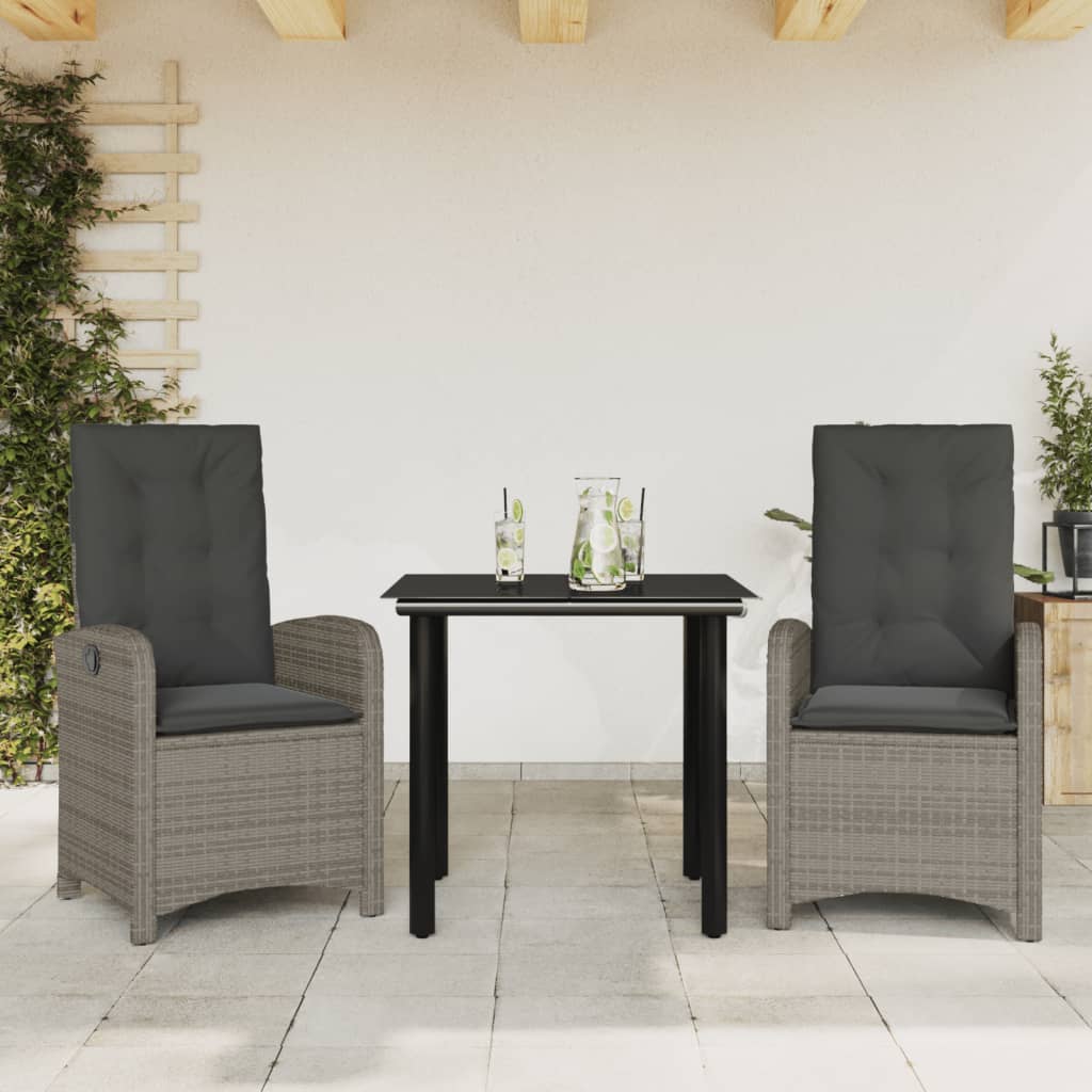 3-delige Tuinset met kussens poly rattan grijs is nu te koop bij PeponiXL, paradijselijk wonen!