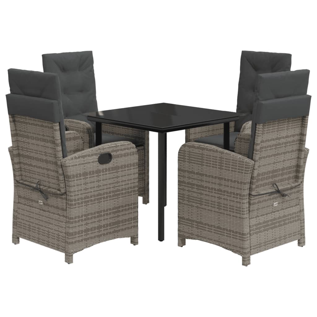 5-delige Tuinset met kussens poly rattan grijs is nu te koop bij PeponiXL, paradijselijk wonen!