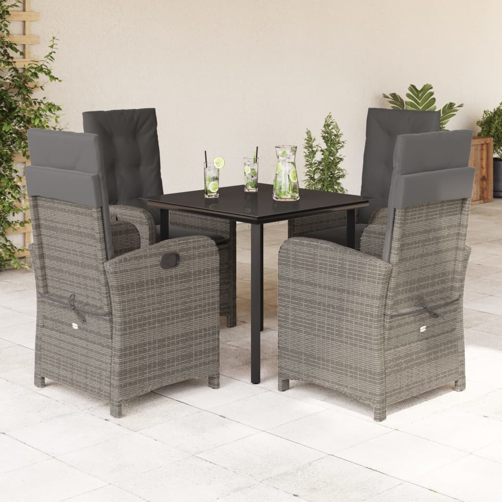 5-delige Tuinset met kussens poly rattan grijs is nu te koop bij PeponiXL, paradijselijk wonen!