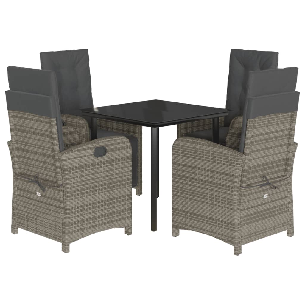 5-delige Tuinset met kussens poly rattan grijs is nu te koop bij PeponiXL, paradijselijk wonen!