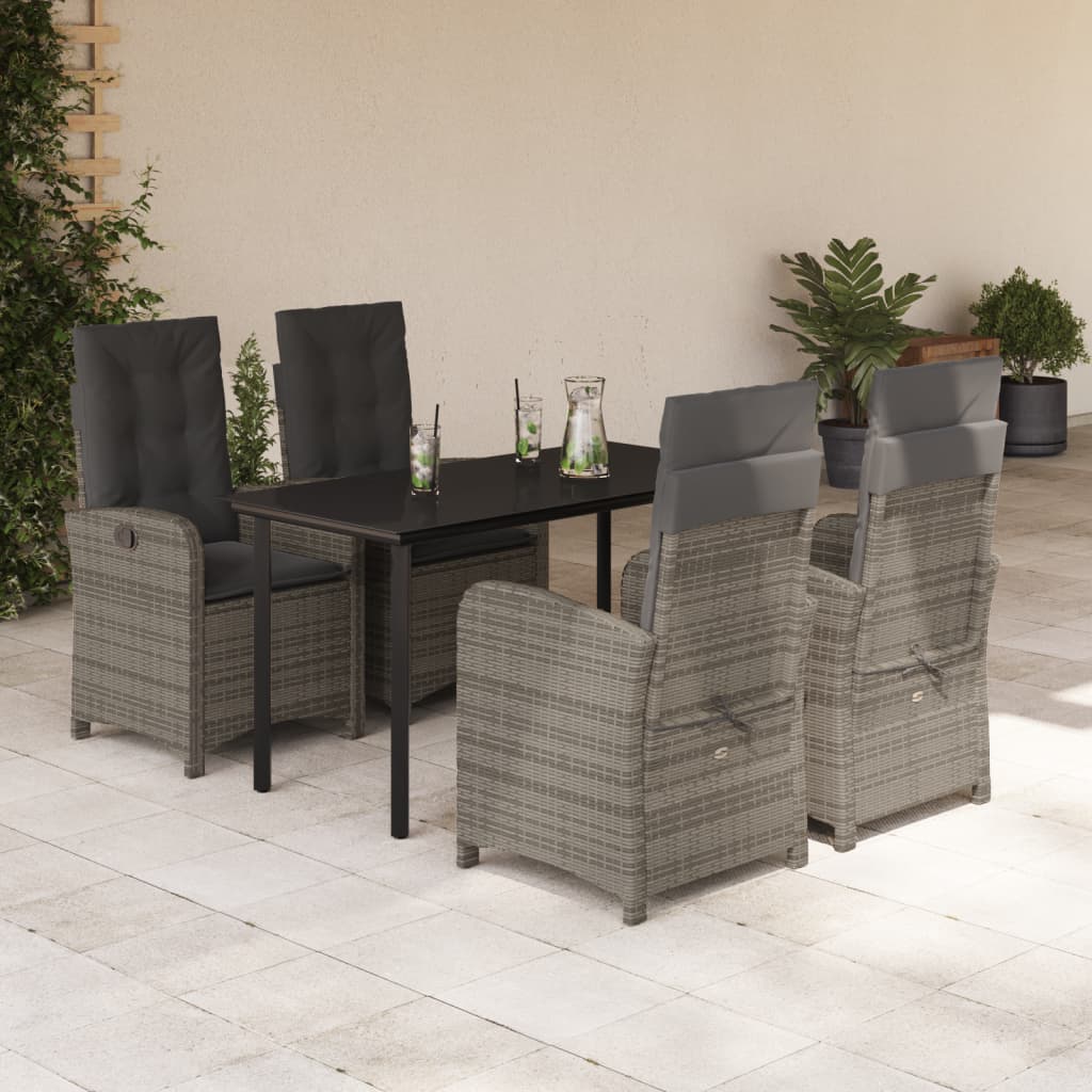 5-delige Tuinset met kussens poly rattan grijs is nu te koop bij PeponiXL, paradijselijk wonen!