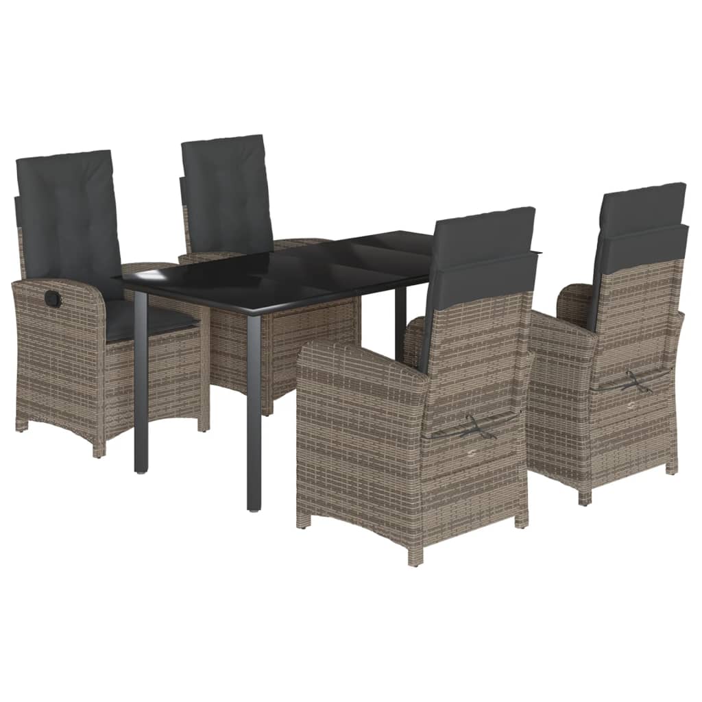 5-delige Tuinset met kussens poly rattan grijs is nu te koop bij PeponiXL, paradijselijk wonen!