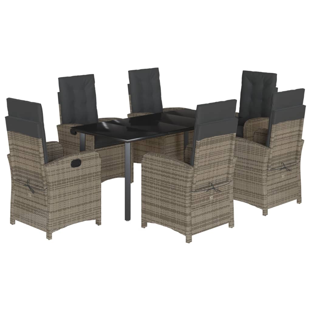 7-delige Tuinset met kussens poly rattan grijs is nu te koop bij PeponiXL, paradijselijk wonen!