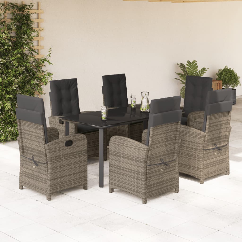 7-delige Tuinset met kussens poly rattan grijs is nu te koop bij PeponiXL, paradijselijk wonen!