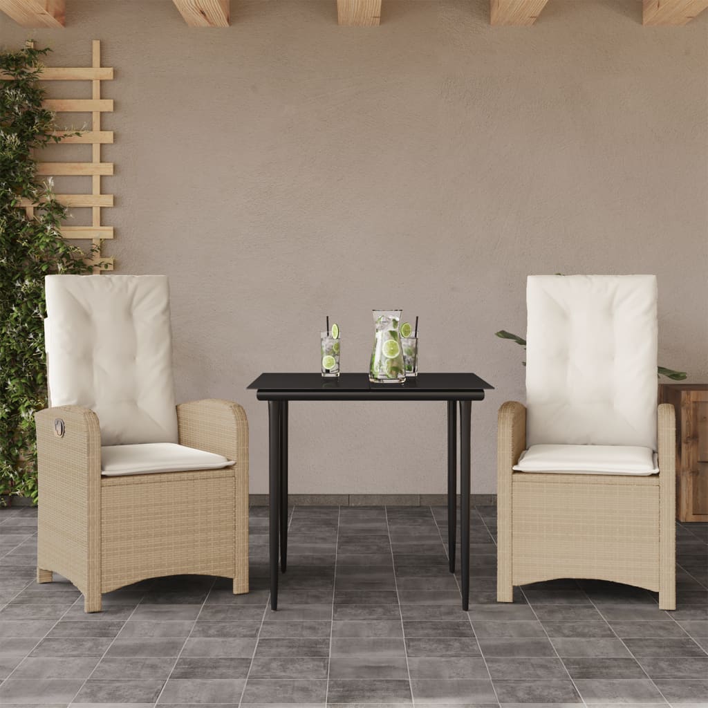 3-delige Tuinset met kussens poly rattan beige is nu te koop bij PeponiXL, paradijselijk wonen!