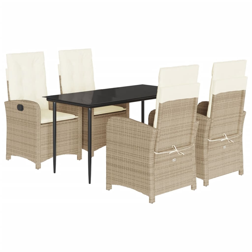 5-delige Tuinset met kussens poly rattan beige is nu te koop bij PeponiXL, paradijselijk wonen!