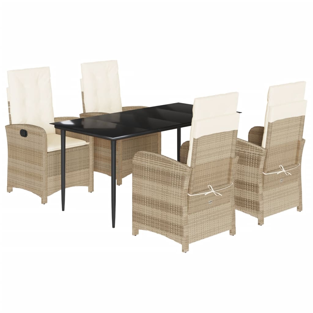 5-delige Tuinset met kussens poly rattan beige is nu te koop bij PeponiXL, paradijselijk wonen!