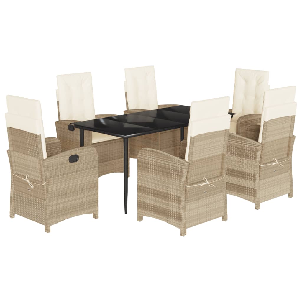 7-delige Tuinset met kussens poly rattan beige is nu te koop bij PeponiXL, paradijselijk wonen!
