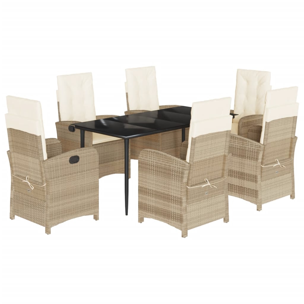 7-delige Tuinset met kussens poly rattan beige is nu te koop bij PeponiXL, paradijselijk wonen!
