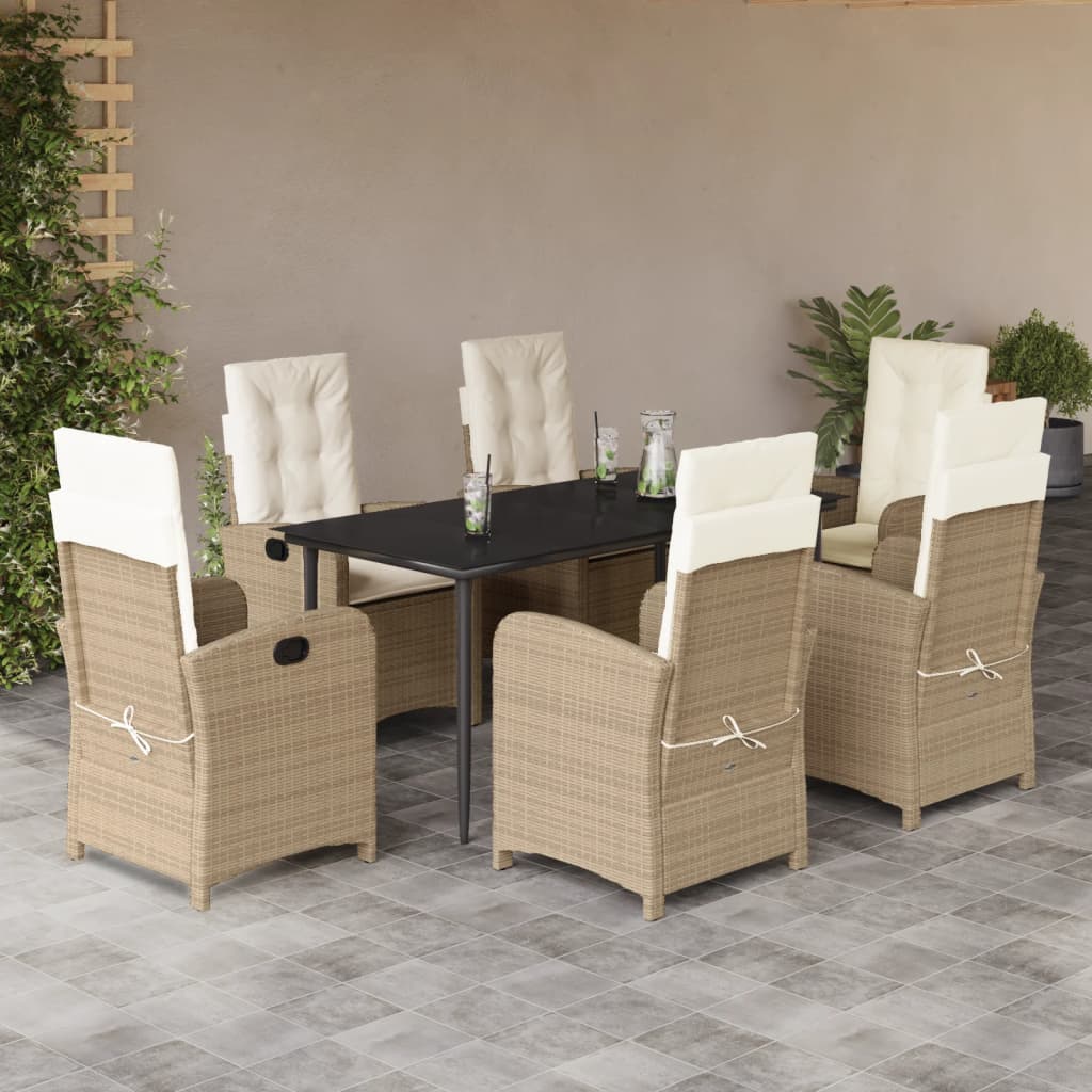 7-delige Tuinset met kussens poly rattan beige is nu te koop bij PeponiXL, paradijselijk wonen!