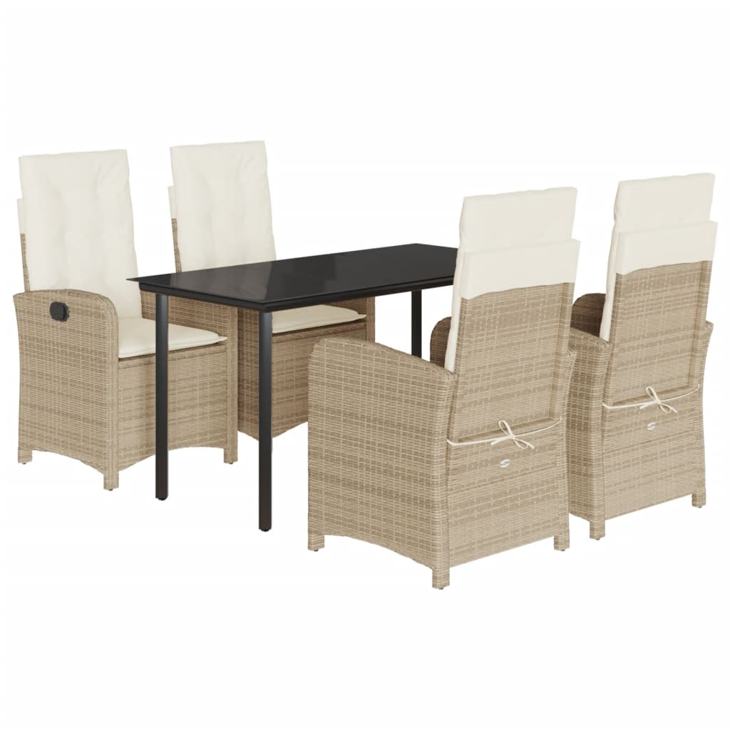 5-delige Tuinset met kussens poly rattan beige is nu te koop bij PeponiXL, paradijselijk wonen!