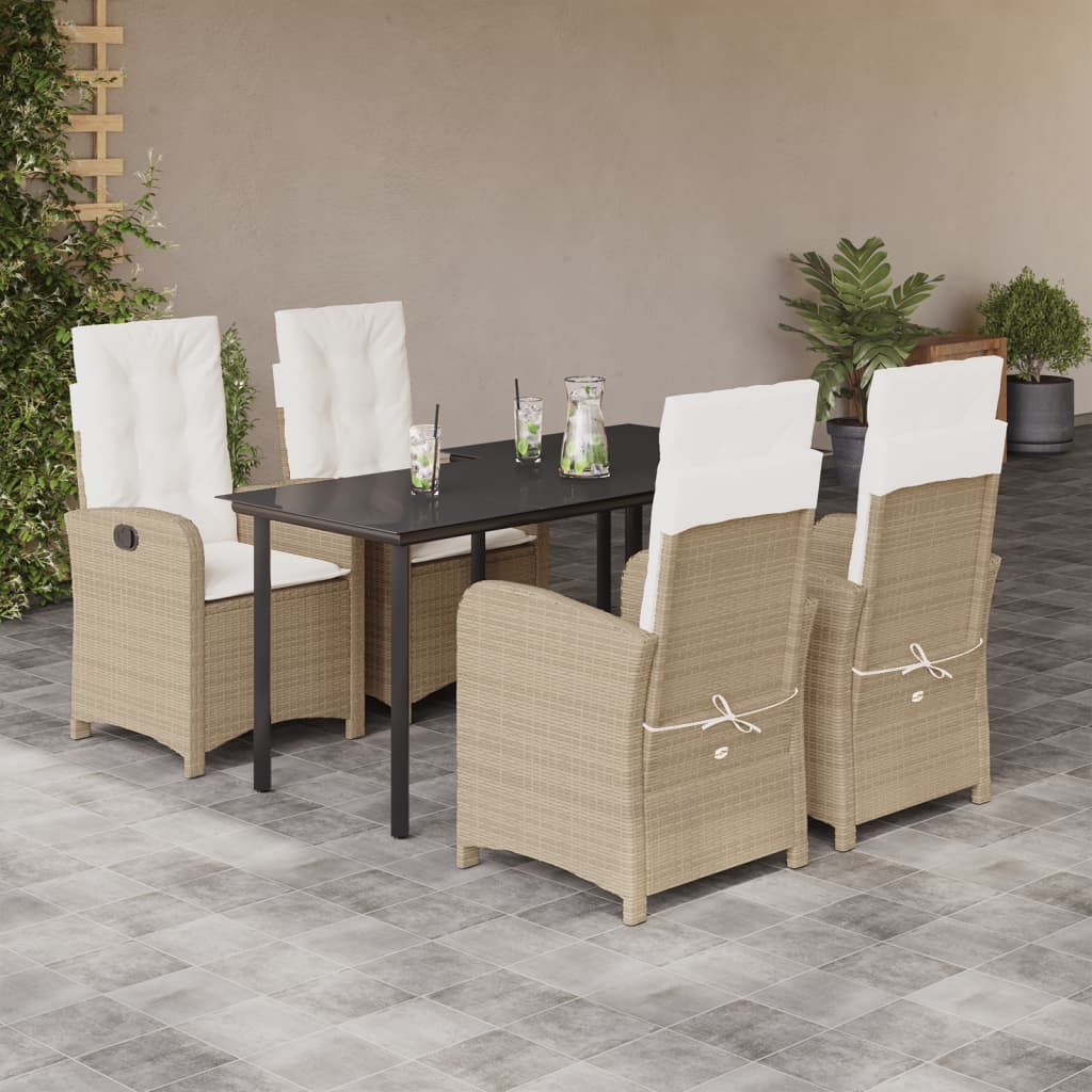 5-delige Tuinset met kussens poly rattan beige is nu te koop bij PeponiXL, paradijselijk wonen!