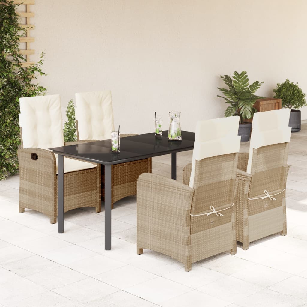5-delige Tuinset met kussens poly rattan beige is nu te koop bij PeponiXL, paradijselijk wonen!
