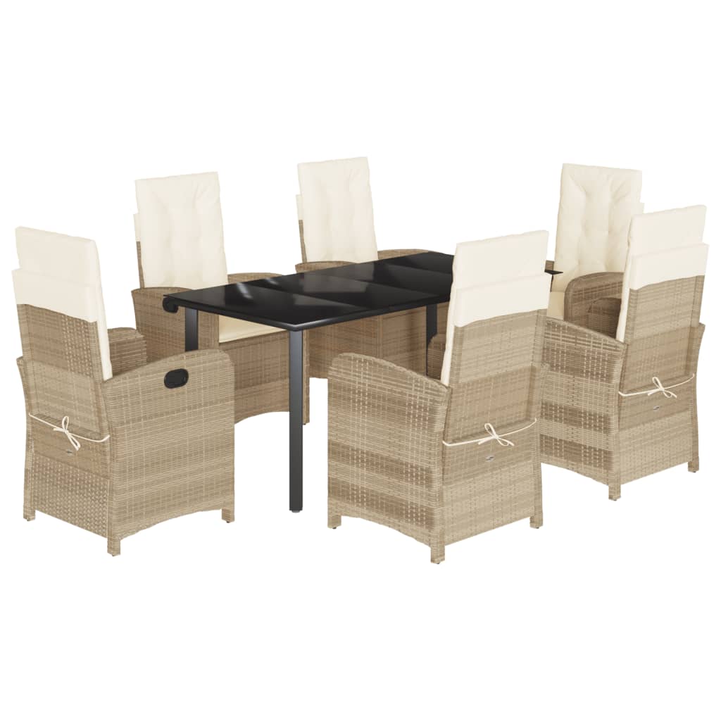 7-delige Tuinset met kussens poly rattan beige is nu te koop bij PeponiXL, paradijselijk wonen!