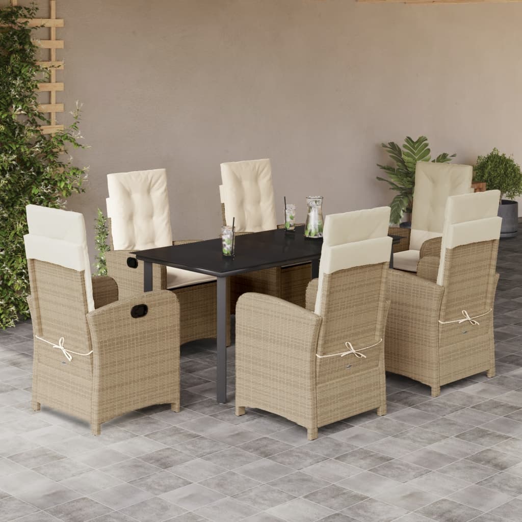 7-delige Tuinset met kussens poly rattan beige is nu te koop bij PeponiXL, paradijselijk wonen!