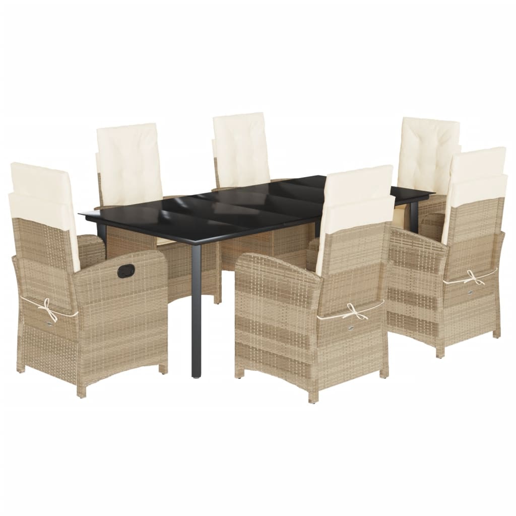 7-delige Tuinset met kussens poly rattan beige is nu te koop bij PeponiXL, paradijselijk wonen!
