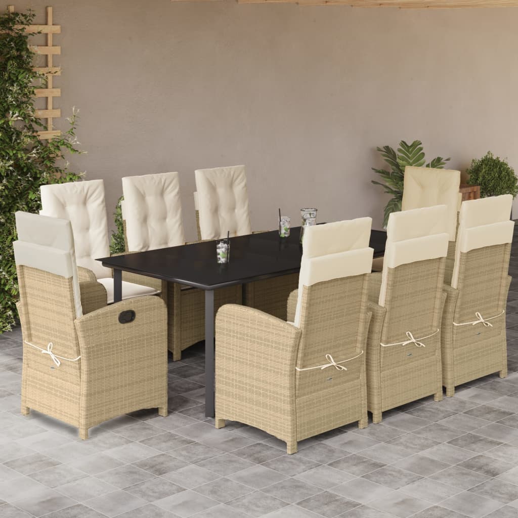 9-delige Tuinset met kussens poly rattan beige is nu te koop bij PeponiXL, paradijselijk wonen!