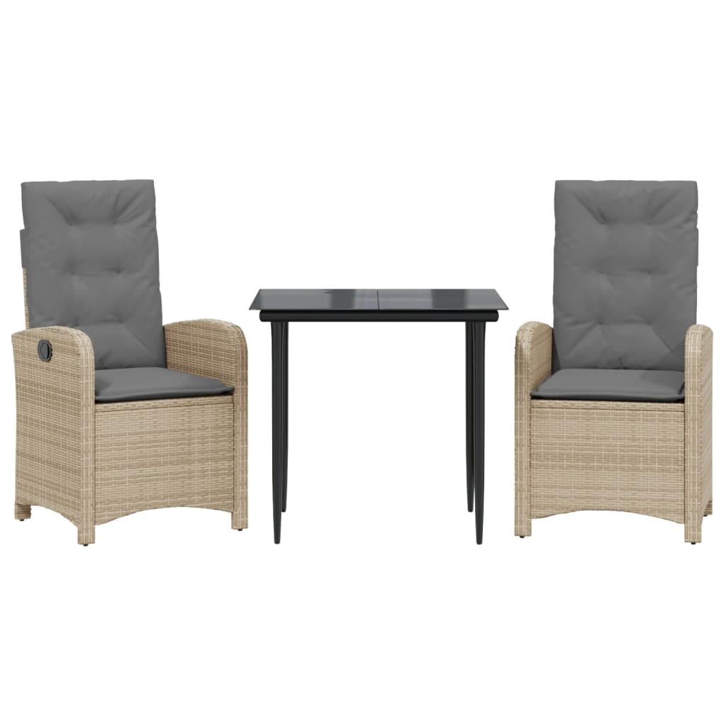 3-delige Tuinset met kussens poly rattan gemengd beige is nu te koop bij PeponiXL, paradijselijk wonen!