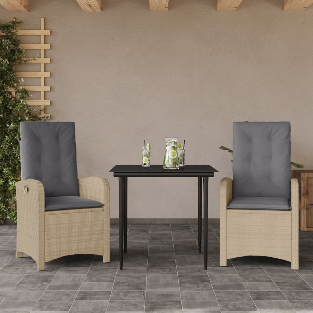 3-delige Tuinset met kussens poly rattan gemengd beige is nu te koop bij PeponiXL, paradijselijk wonen!